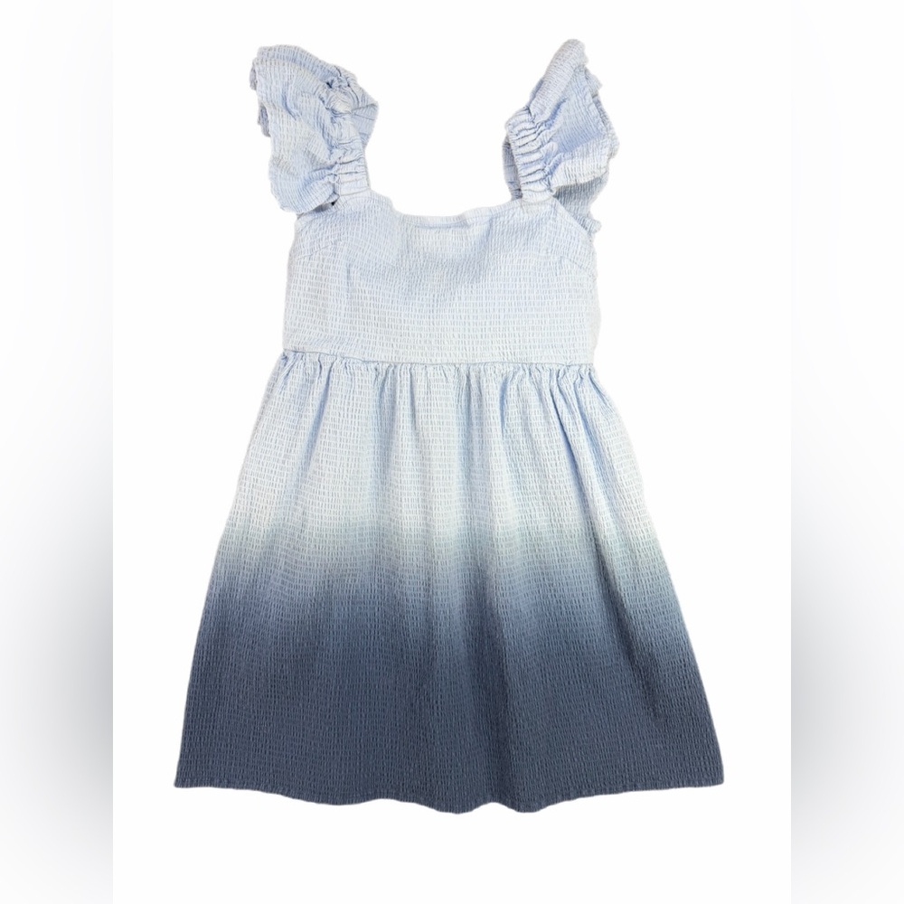 FRANKI Girls Hello Franki Ruffle Sleeve Smocked Top Back Bow Ombré Dress- 8